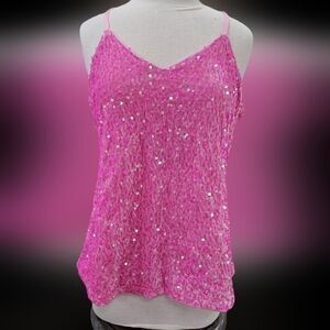 Pink Sequin Camisole Top